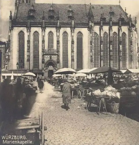 ALTE POSTKARTE WÜRZBURG MARIENKAPELLE MARKT STAND Market place Marktplatz Marché Gemüse Vegetables Légumes cpa postcard