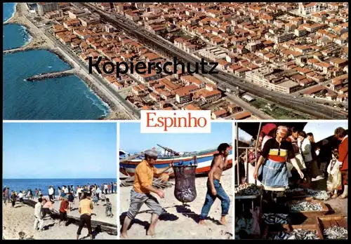 POSTKARTE ESPINHO PORTUGAL PESCA E FEIRA PORTUGUESA Peche Fischer Fischerei pecheur fishing fisher fish cpa postcard AK
