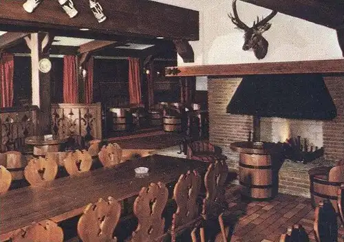 ÄLTERE POSTKARTE RHÖN-PARK-HOTEL HAUSEN-ROTH Bar Hirsch cerf deer dancing couple Ansichtskarte AK cpa postcard