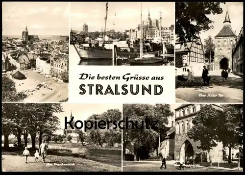 ÄLTERE POSTKARTE DIE BESTEN GRÜSSE AUS STRALSUND HAFEN KÜTERTOR KNIEPERTOR Kinderwagen cpa postcard AK Ansichtskarte