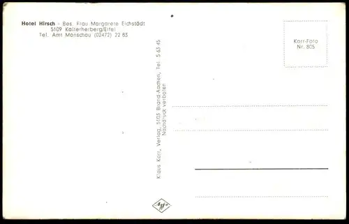 ÄLTERE POSTKARTE KALTERHERBERG MADONNA MONSCHAU MONTJOIE HOTEL HIRSCH BES. EICHSTÄDT AK Ansichtskarte cpa postcard