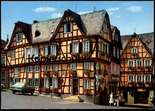 ÄLTERE POSTKARTE LINZ AM RHEIN ALTE FACHWERKHÄUSER OPEL ODER FORD Auto Car Ansichtskarte AK postcard cpa