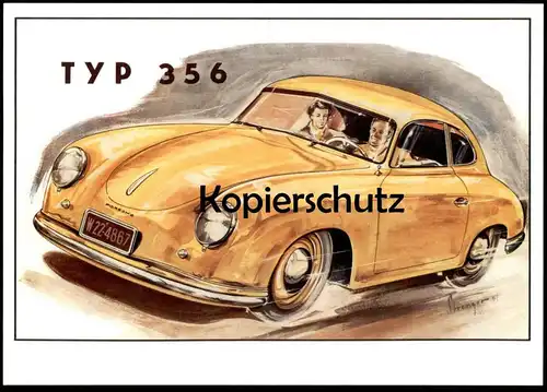 ÄLTERE POSTKARTE PORSCHE TYP 356 P.A.R.C ARCHIV-EDITION SIGN. STRENGER '57 Auto Car cpa postcard AK Ansichtskarte