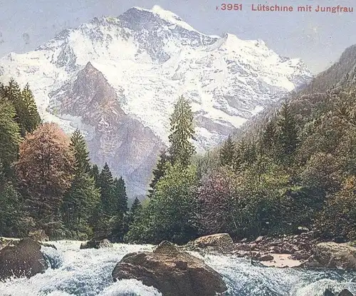 ALTE POSTKARTE LÜTSCHINE MIT JUNGFRAU Grindelwald Suisse Swiss Schweiz Switzerland Svizzera Mountain Mountains Montagne