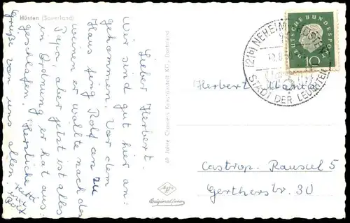 ÄLTERE POSTKARTE HÜSTEN SAUERLAND RUHRTAL BEI NEHEIM ARNSBERG Ansichtskarte AK cpa postcard