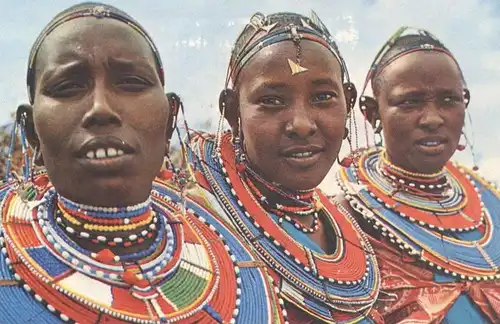 POSTKARTE KENIA MASAI WOMEN Woman Kenya Africa Afrika Traditional costume ethnic Massei Maasei Maassei postcard cpa AK