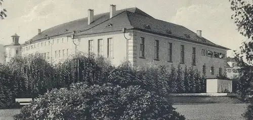 ALTE POSTKARTE ST. INGBERT GYMNASIUM STÄDTISCHE ANLAGEN KRIEGERDENKMAL 1939 SAAR SAARGEBIET postcard AK von Soldat