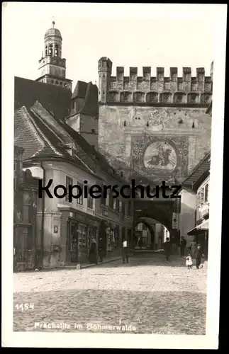 ALTE POSTKARTE PRACHATITZ IM BÖHMERWALDE OSTMARK MAGGI REKLAME Fresko Fresco Prachatice Ceska Czech Republic postcard