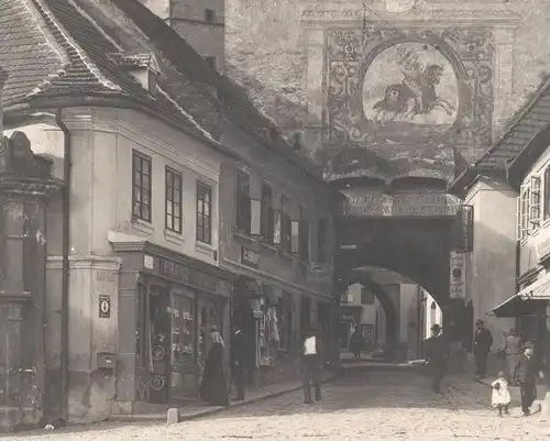 ALTE POSTKARTE PRACHATITZ IM BÖHMERWALDE OSTMARK MAGGI REKLAME Fresko Fresco Prachatice Ceska Czech Republic postcard