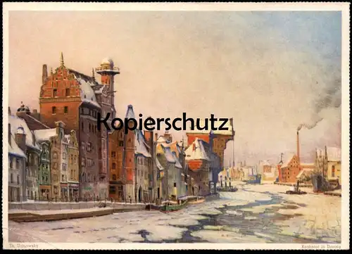 ALTE POSTKARTE DANZIG KRAHNTOR TH. URINOWSKY WINTER EIS HIVER Neige Snow Schnee Gdansk Polska Poland Eduscho Kaffee cpa