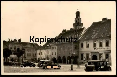 ALTE POSTKARTE PRACHATITZ OSTMARK 1943 A.H.PLATZ GASTHOF ZUM SCHWARZEN BÄREN DEUTSCHE GEWERBE HANDELSKAMMER PRACHATICE