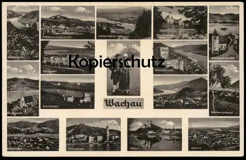 ALTE POSTKARTE WACHAU TRACHT WEISSENKIRCHEN SCHWALLENBACH AGGSBACH MARBACH PERSENBEUG-YBSS SPITZ postcard Feldpost 1942