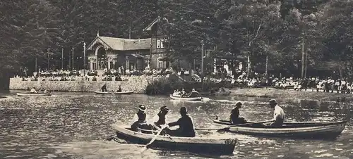 ALTE POSTKARTE FREIBURG IM BREISGAU AM IDYLLISCHEN WALDSEE Boot Tracht Hat Costume Schwarzwald Restauration cpa postcard