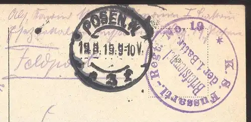 ALTE POSTKARTE POSEN ANSIEDELUNGS-KOMMISSION FELDPOST STEMPEL FUSSARTL.REGT. No. 19  POZNAN Ansiedlungskommission Polska