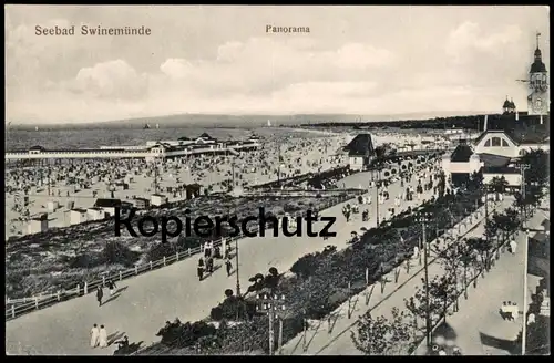 ALTE POSTKARTE SEEBAD SWINEMÜNDE PANORAMA Swinoujscie Usedom Uznam Wollin Wolin Kaseburg Karsibór Pommern Polska