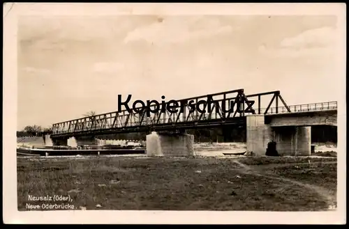 ALTE POSTKARTE NEUSALZ ODER NEUE ODERBRÜCKE SCHLESIEN Brücke Nowa Sol Polska Poland Polen bridge pont cargo ship Schiff