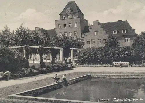 ALTE POSTKARTE ELBING JUGENDHERBERGE 1940 Elblag Feldpost Flagge Polska Poland Polen Youth hostel auberge de jeunesse AK