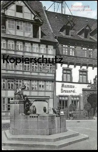 ALTE POSTKARTE BRAUNSCHWEIG EULENSPIEGELBRUNNEN MUMME-BRAUEREI brewery brasserie Eule Owl Hibou cpa