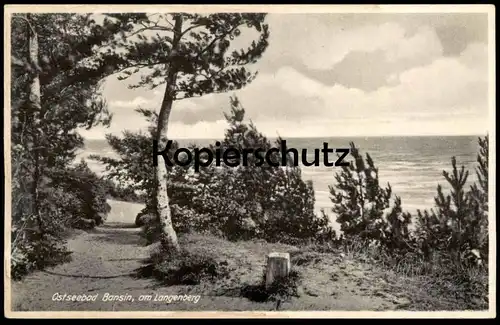 ÄLTERE POSTKARTE OSTSEEBAD BANSIN AM LANGENBERG Heringsdorf Usedom Uznam Ostsee Baltic Sea Grenzstein landmark borne