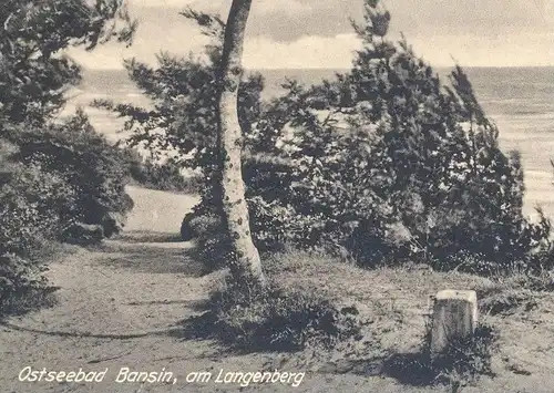 ÄLTERE POSTKARTE OSTSEEBAD BANSIN AM LANGENBERG Heringsdorf Usedom Uznam Ostsee Baltic Sea Grenzstein landmark borne