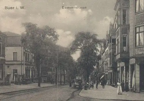 ALTE POSTKARTE GELSENKIRCHEN BUER ESSENERSTRASSE Essener Strasse Konditorei Hohe Eck Ansichtskarte