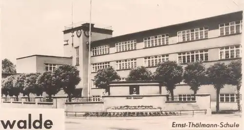 ÄLTERE POSTKARTE LUCKENWALDE THEATER STADTBAD GERHART-HAUPTMANN-SCHULE ERNST-THÄLMANN-SCHULE Denkmal monument théatre AK