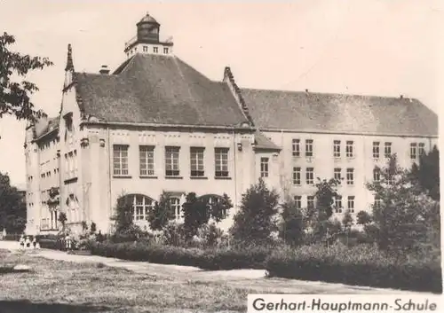 ÄLTERE POSTKARTE LUCKENWALDE THEATER STADTBAD GERHART-HAUPTMANN-SCHULE ERNST-THÄLMANN-SCHULE Denkmal monument théatre AK