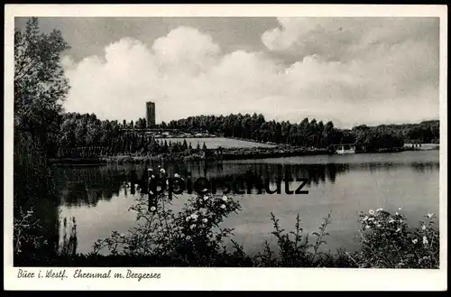 ÄLTERE POSTKARTE GELSENKIRCHEN BUER WESTFALEN EHRENMAL MIT BERGERSEE BERGE cpa postcard AK Ansichtskarte