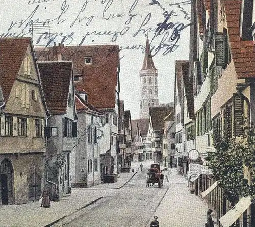 ALTE POSTKARTE SCHORNDORF 1904 HAUPTSTRASSE Uhr Gold Goldschmiede-Arbeit Weinstube postcard cpa Ansichtskarte