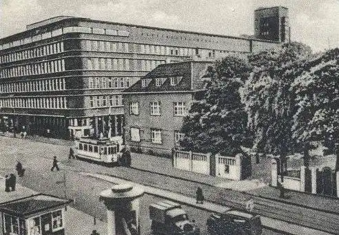 ÄLTERE POSTKARTE GELSENKIRCHEN Hauptbahnhof Alter Markt Sparkasse Bahnhofstrasse WEKA Kaufhaus Strassenbahn Tram tramway