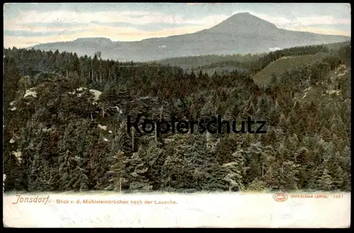 ALTE POSTKARTE JONSDORF BLICK VON DEN MÜHLSTEINBRÜCHEN NACH DER LAUSCHE Zittau Sachsen Steinbruch Mühlsteinbruch AK cpa