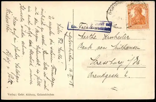 ALTE POSTKARTE GELSENKIRCHEN NEUMARKT DEHNE & SOPP STRUMPFHOSEN KAISER'S KAFFEE GESCHÄFT Strassenbahn Tram cpa postcard