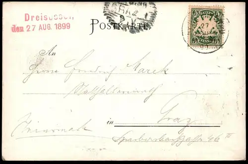 ALTE POSTKARTE GRUSS VOM DREISESSEL 1899 BEI HAIDMÜHLE NEUREICHENAU Berg Dreisesselberg Nove Udoli mountain postcard cpa