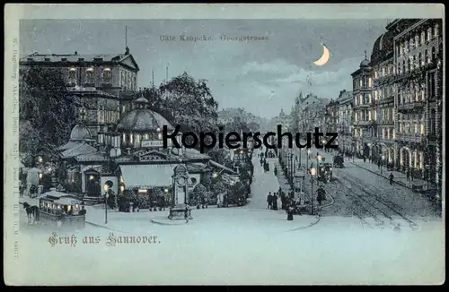 ALTE LITHO POSTKARTE GRUSS AUS HANNOVER CAFÉ KRÖPCKE HALT GEGEN DAS LICHT Hold to light lumière Mondschein Hagelberg cpa