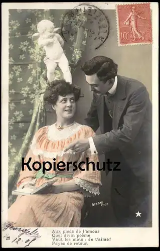 ALTE POSTKARTE L'AMOUR CUPID AMOR ANGE ENGEL ANGEL AMOUR Couple Paar Lovers Twosome cpa postcard AK Ansichtskarte