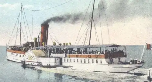 ALTE POSTKARTE CUXHAVEN DAMPFER CUXHAVEN BEI DER ABFAHRT VON DER ALTEN LIEBE RADDAMPFER bateau à vapeur Steamship Ship