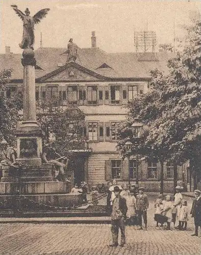 ALTE POSTKARTE FRANKENTHAL PFALZ RATHAUS MIT KRIEGER-DENKMAL Monument cpa postcard AK Ansichtskarte