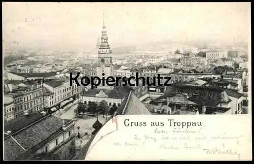 ALTE POSTKARTE GRUSS AUS TROPPAU 1898 PANORAMA TOTALANSICHT SCHLESIEN OPAVA Ceska Republika cpa postcard AK