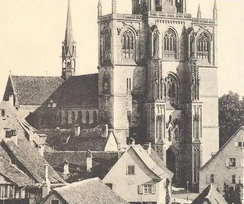 ALTE PASSEPARTOUT POSTKARTE KONSTANZ BODENSEE MÜNSTER WESTSEITE Kirche postcard cpa Ansichtskarte AK