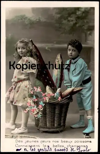 ALTE POSTKARTE DES JEUNES COEURS NOS BEAUX POISSONS Enfants Children Poisso Fish Fisch Forelle Hecht Brochet Pike Trout