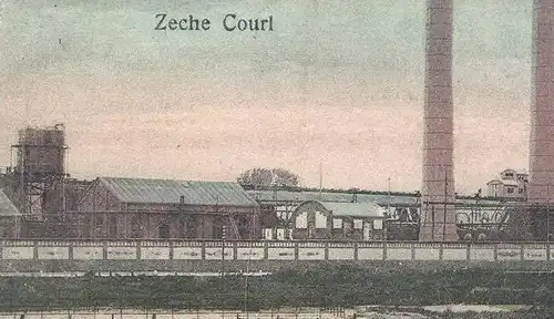 ALTE POSTKARTE GRÜSSE AUS HUSEN-COURL DORTMUND KURL ZECHE BAHNHOF Station gare coal mine de charbon Bergwerk cpa AK