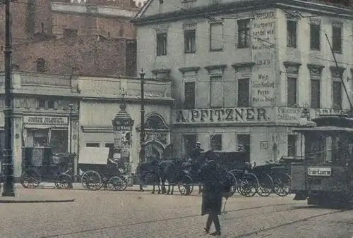 ALTE POSTKARTE POSEN POZNAN ALTER MARKT Strassenbahn Tram Kaserne tramway A. Pfitzner Wein Joseph Jolouici cpa postcard