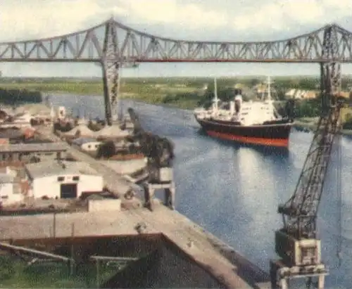 ÄLTERE POSTKARTE RENDSBURG STADT DER BRÜCKEN Schiff ship Kran crane grue town of bridges cpa postcard AK Ansichtskarte