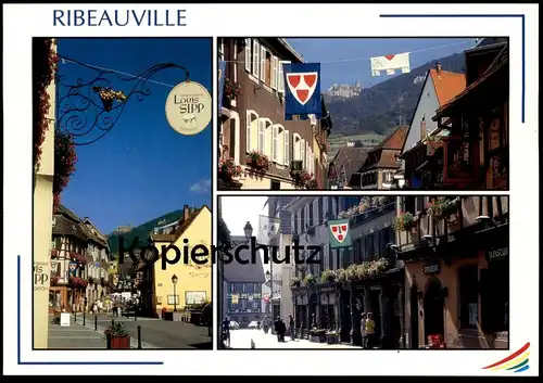 POSTKARTE RIBEAUVILLE IMAGES DE FRANCE Drapeau Flag Flaggen Vins d'Alsace Louis Sipp Vin cpa postcard Ansichtskarte AK