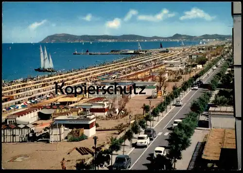 ÄLTERE POSTKARTE RICCIONE LUNGOMARE E SPIAGGIA BAGNI ARMANDO ITALIA Italy Italien Promenade Cars Autos cpa postcard AK