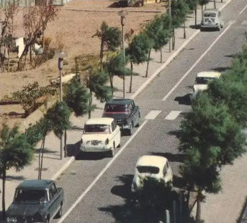 ÄLTERE POSTKARTE RICCIONE LUNGOMARE E SPIAGGIA BAGNI ARMANDO ITALIA Italy Italien Promenade Cars Autos cpa postcard AK