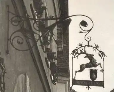 ÄLTERE POSTKARTE ROTHENBURG OB DER TAUBER PLÖNLEIN Reklame Schild Hirsch cerf deer sign cpa postcard AK Ansichtskarte