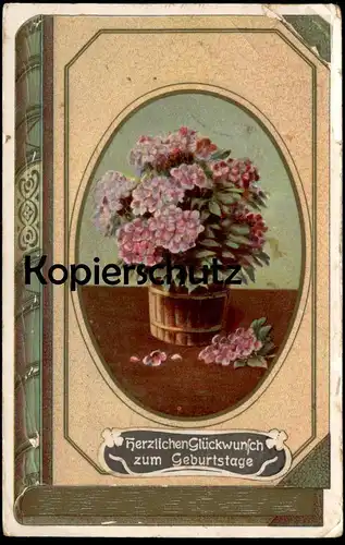 ALTE PRÄGE POSTKARTE HERZLICHEN GLÜCKWUNSCH ZUM GEBURTSTAG BUCH book livre embossed gauffrée birthday nach Hückeswagen