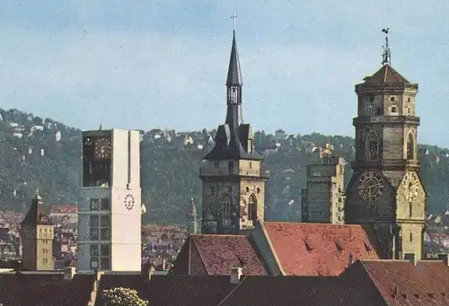 ÄLTERE POSTKARTE STUTTGART TÜRME DER STADT tower tour Uhr clock chrono horloge cpa postcard AK Ansichtskarte