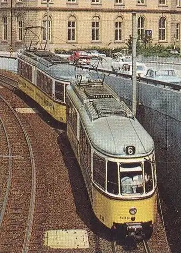 ÄLTERE POSTKARTE STUTTGART STADTZENTRUM AM NEUEN SCHLOSS STRASSENBAHN LINIE 6 TRAM TRAMWAY postcard AK Ansichtskarte